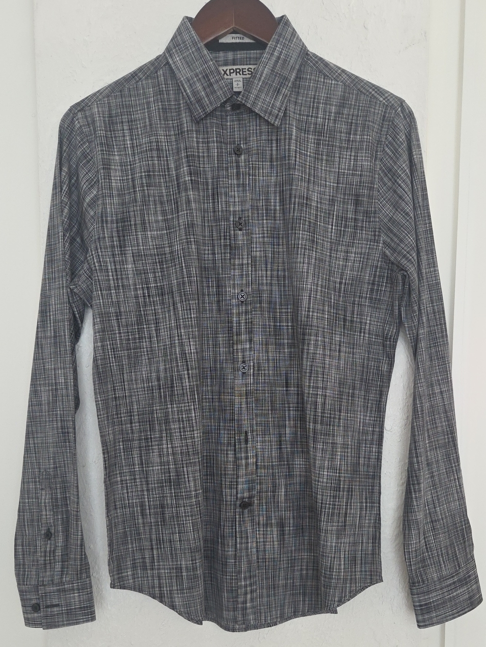 Express Men’s Gray, Black Button-Down Shirt